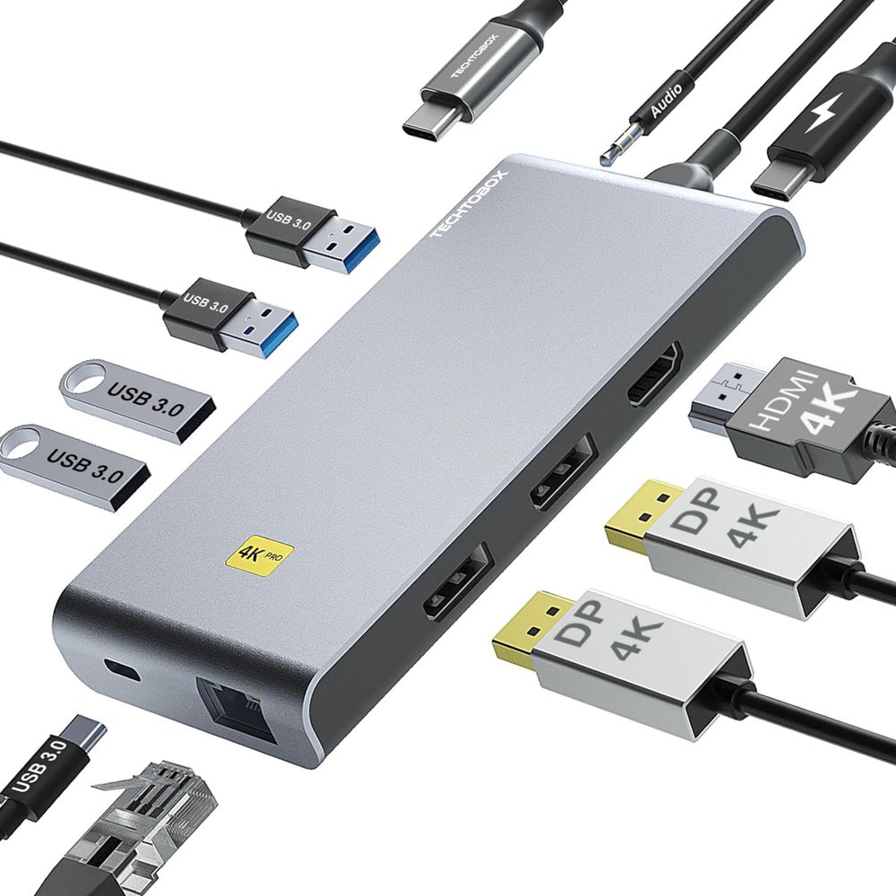 TECHTOBOX 11w1 Adapter USB C HDMI Stacja dokująca