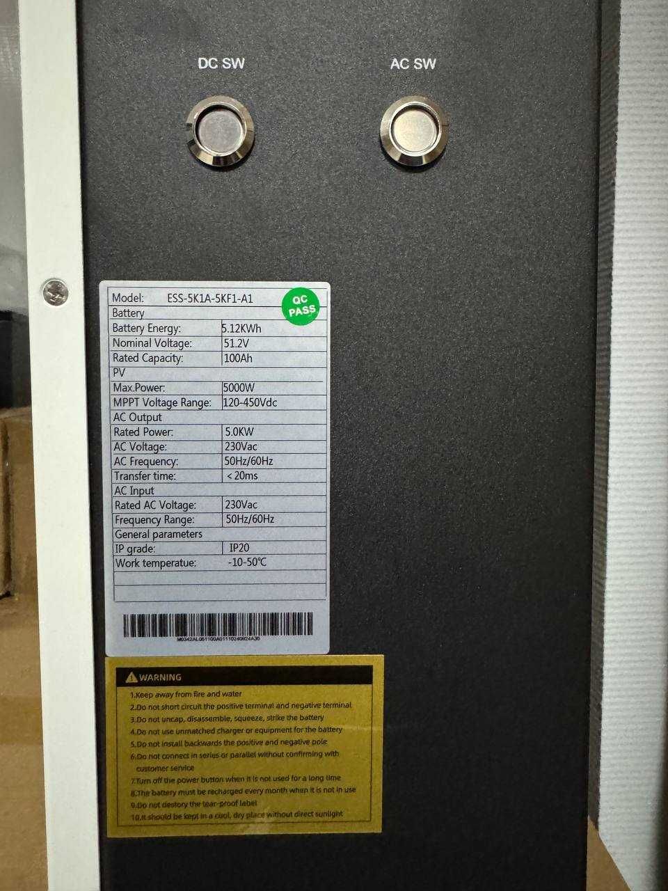 Акумуляторна батарея LiFePo4 5 кВт + Інвертор 2в1 насінний монтаж