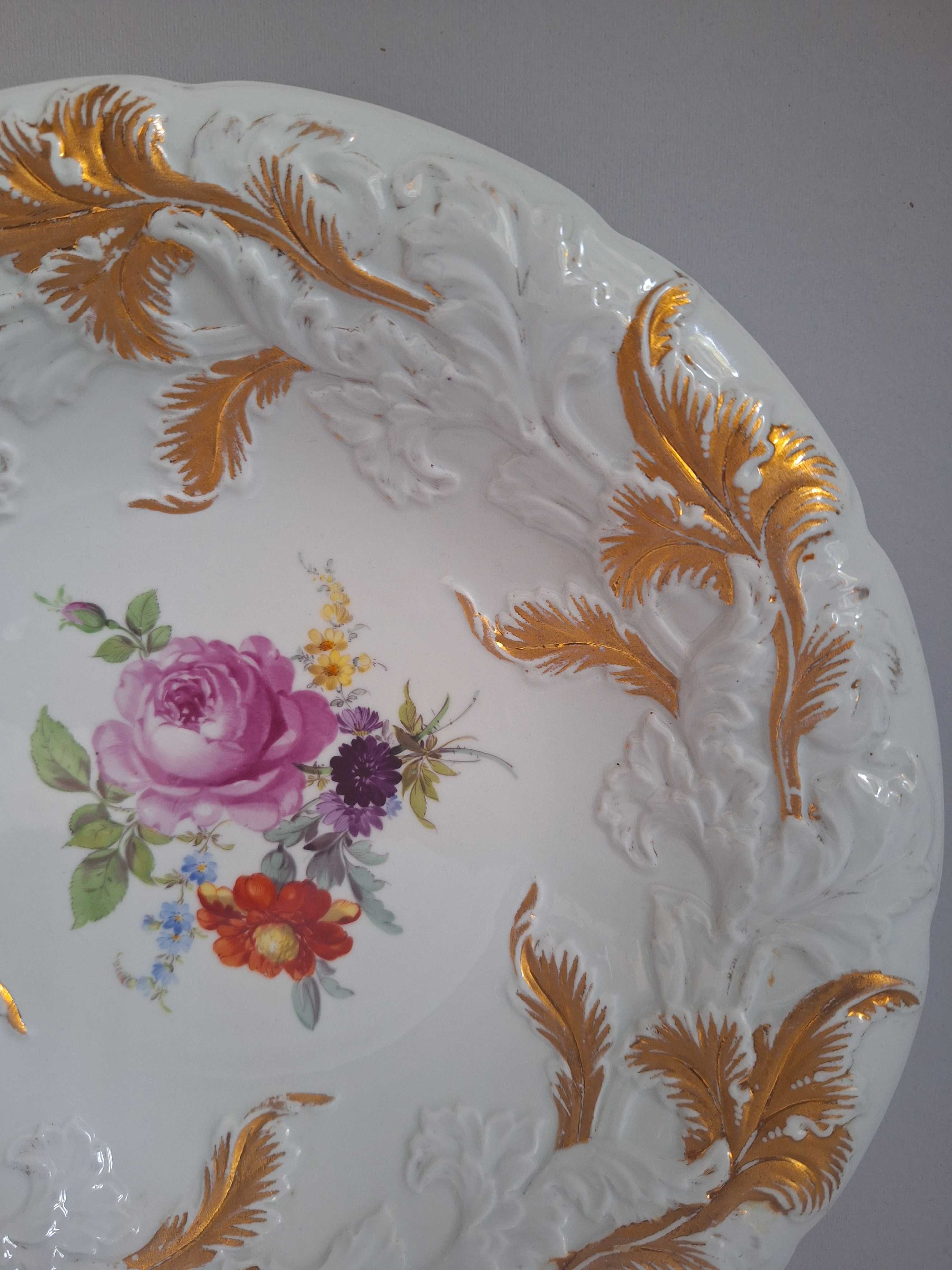 Meissen.Фарфоровая  тарелка с  цветами ручная  роспись  Ø 29.5 см.
