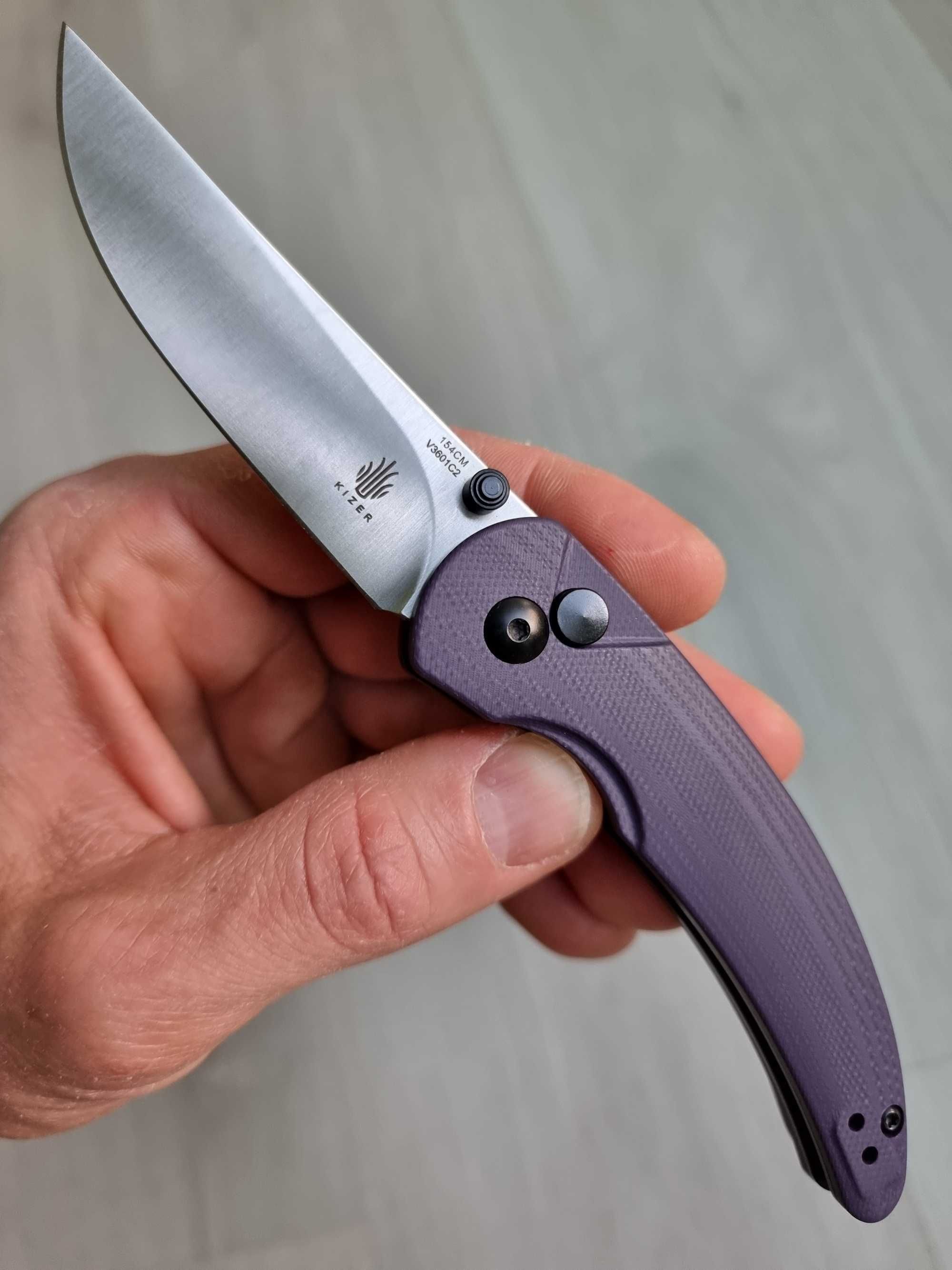 Kizer Chili Pepper 3" Button Lock Purple G-10