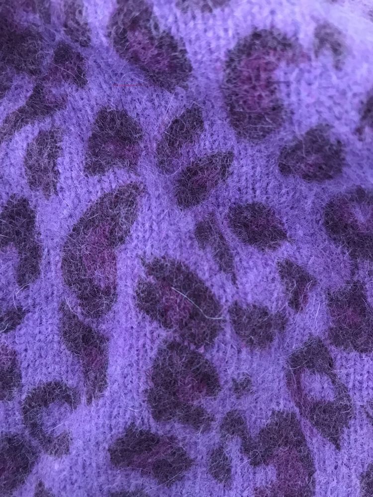 Gorro de lã roxo padrão leopardo