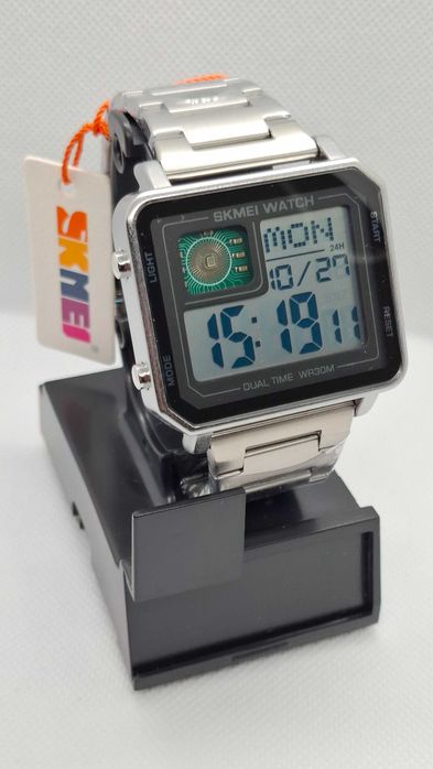 Nowy zegarek męski z widocznym CHIP marki SKMEI 2033 kolor srebrny