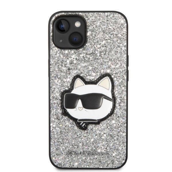 Etui Karl Lagerfeld Glitter Choupette dla iPhone'a 14/15/13, Srebrne