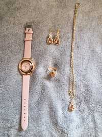 Komplet Zestaw biżuterii zestaw prezentowy zegarek naszyjnik kolczyki