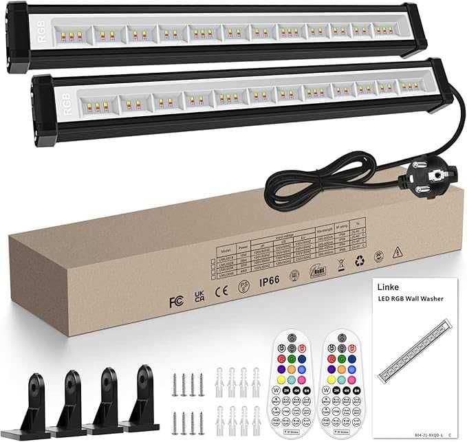 Lampa ścienna 2 szt. LED 42 W z pilotem zdalnego sterowania RGB LED