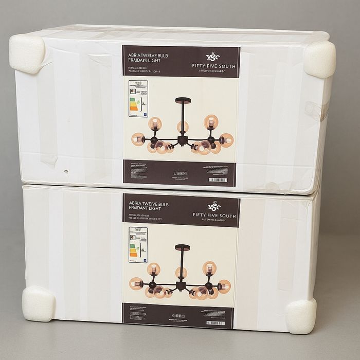 Lampa sufitowa Fifty Five South Abira, matowa czerń, szkło amber