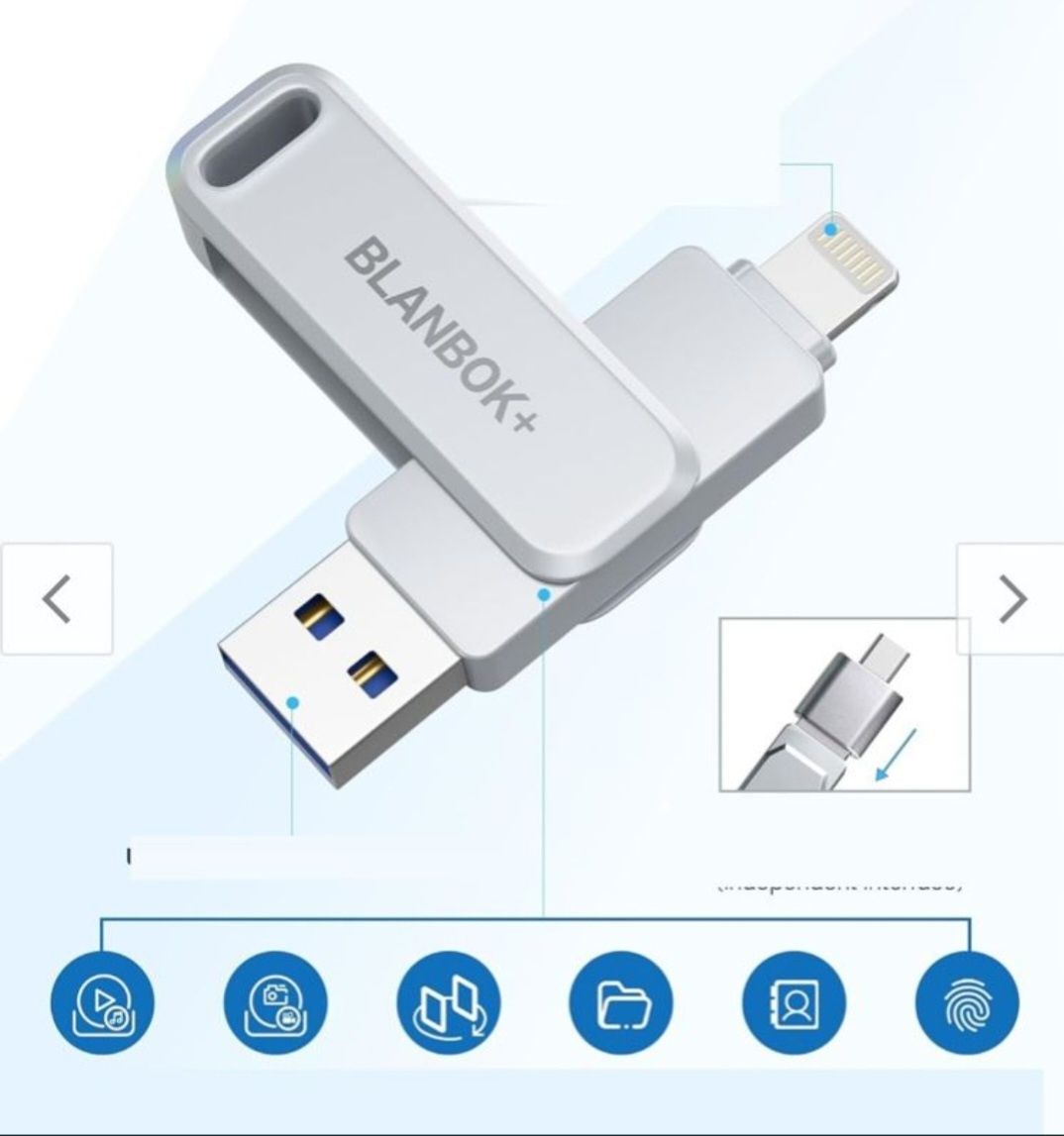 Pamięć USB z trzema interfejsami USB/Lightning/typ C 256GB