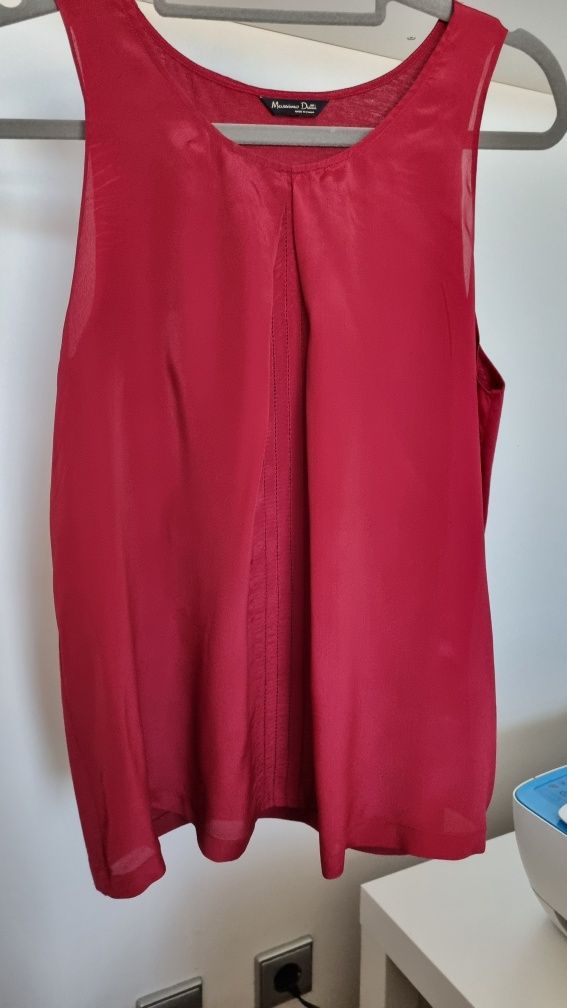 Blusa sem mangas, vermelho cereja, da Massimo Dutti