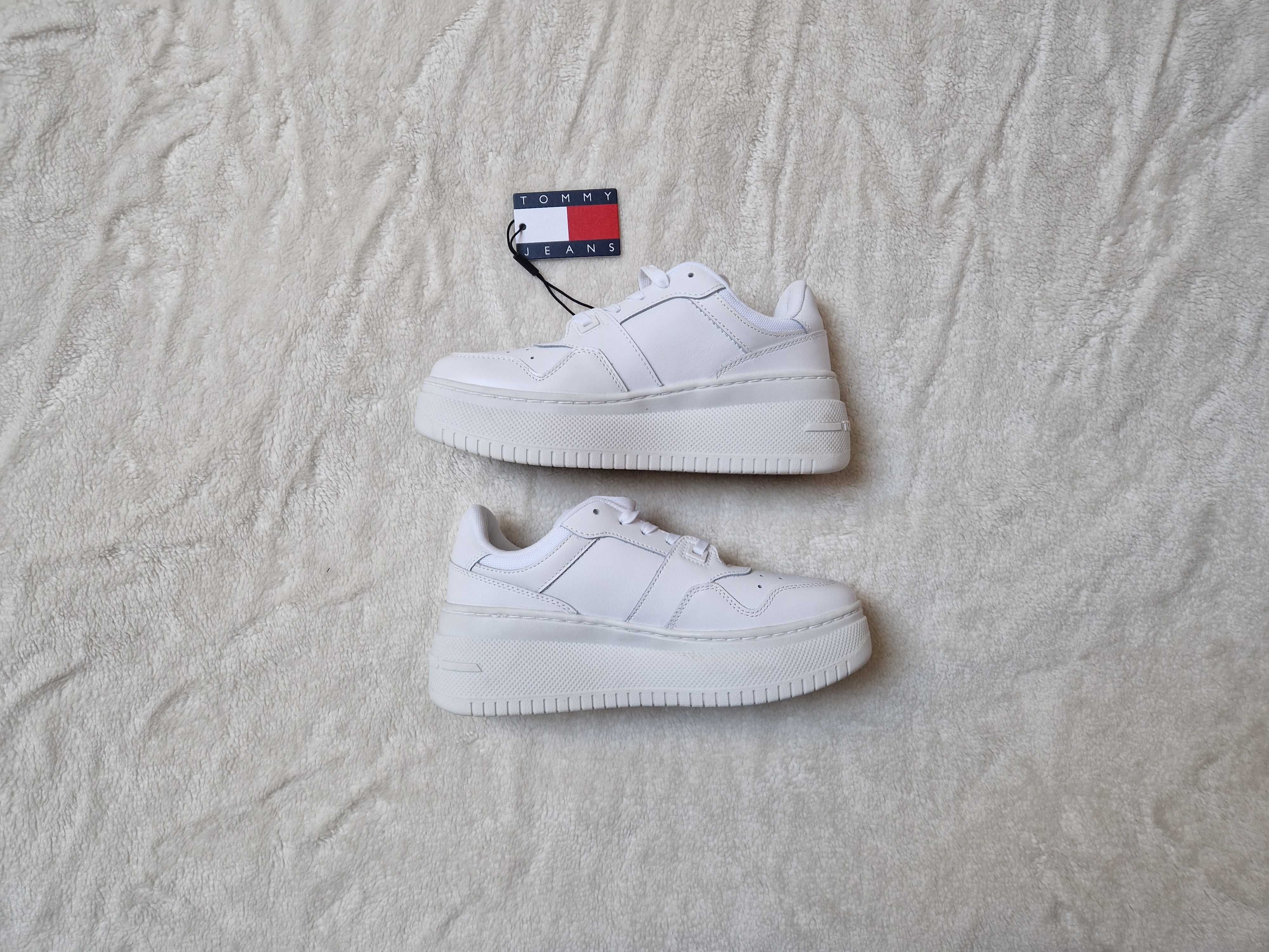 Nowe białe damskie buty sportowe na platformie Tommy Hilfiger rozm 37