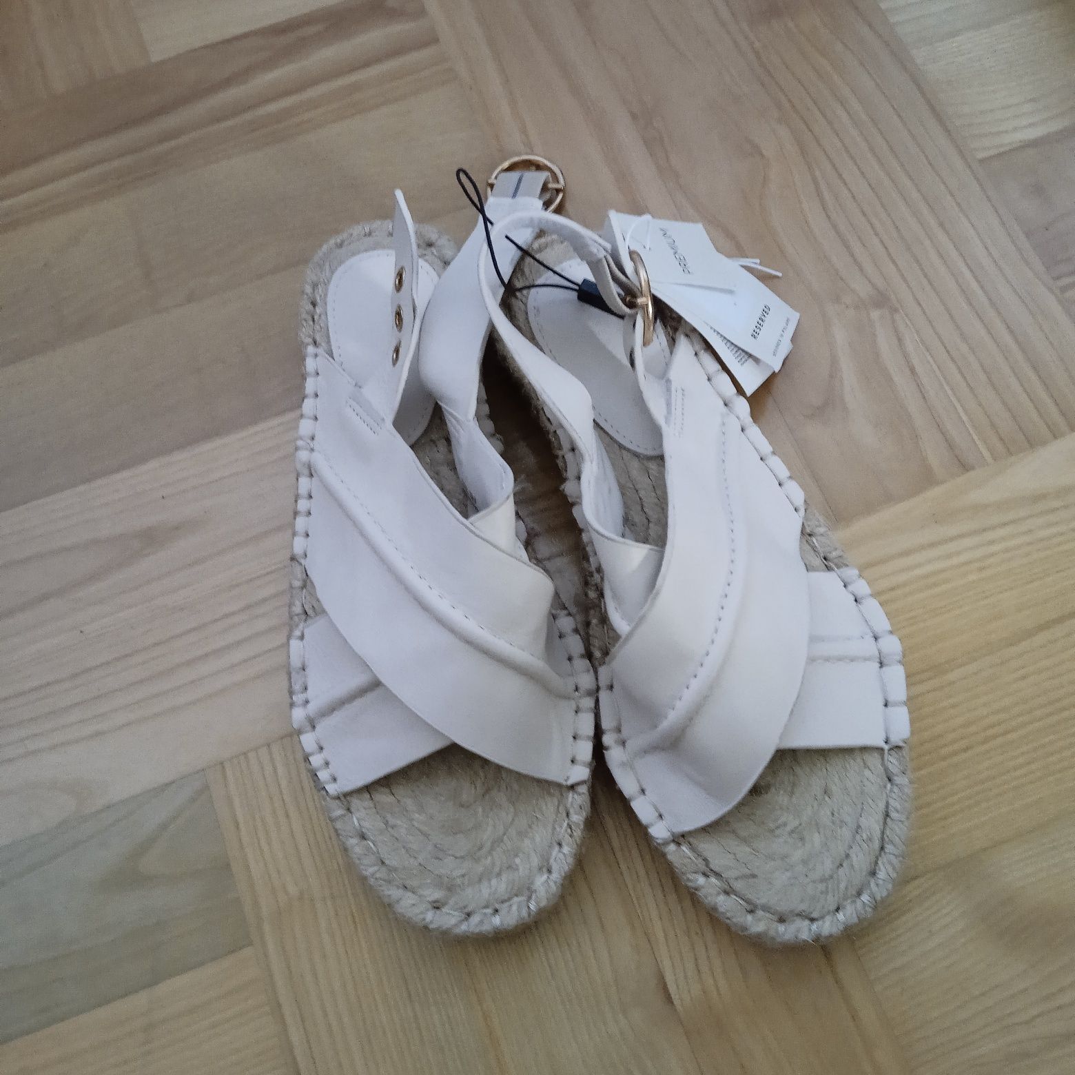 Skórzane sandałki espadryle białe skóra naturalna sandały Reserved 39