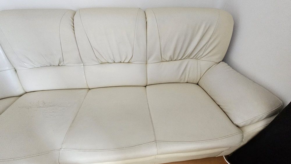 Sofa de canto em pele 6 lugares branco