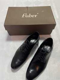 Buty skórzane pantofle komunijne - czarne  Faber rozmiar 39