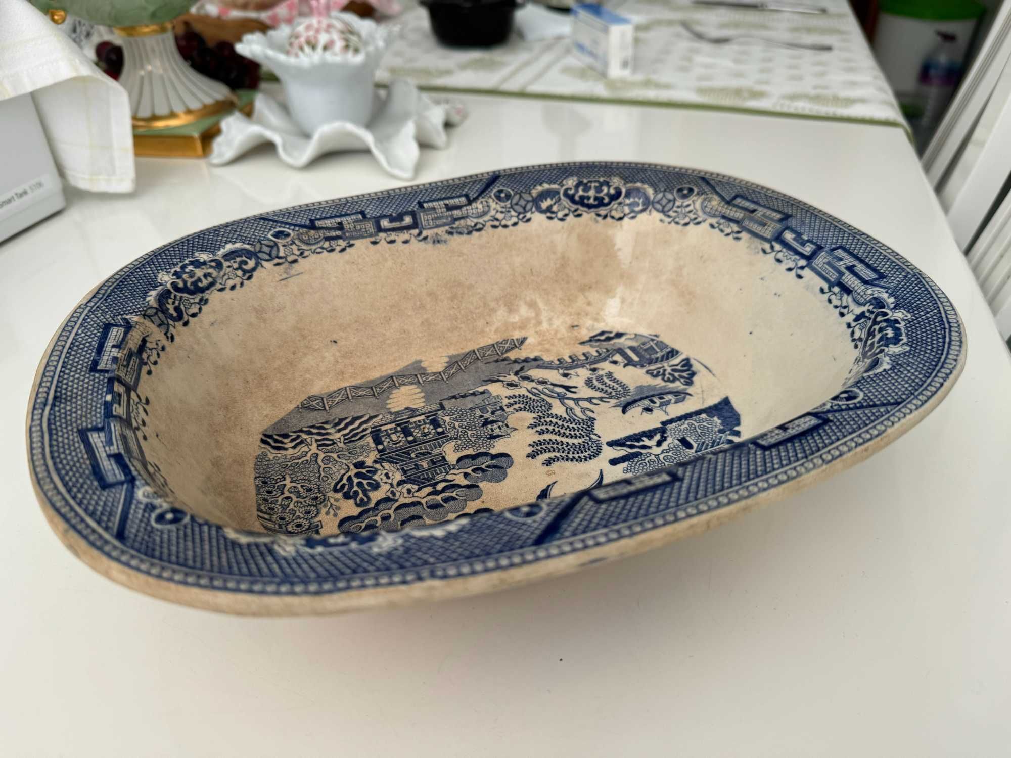 Travessa, terrina, peça de decoração inglesa antiga