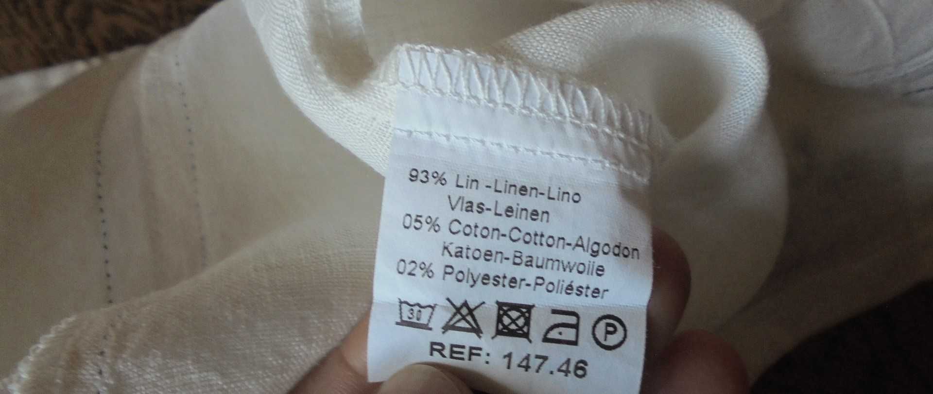 Żakiecik ręcznie haftowany  len ecru 42