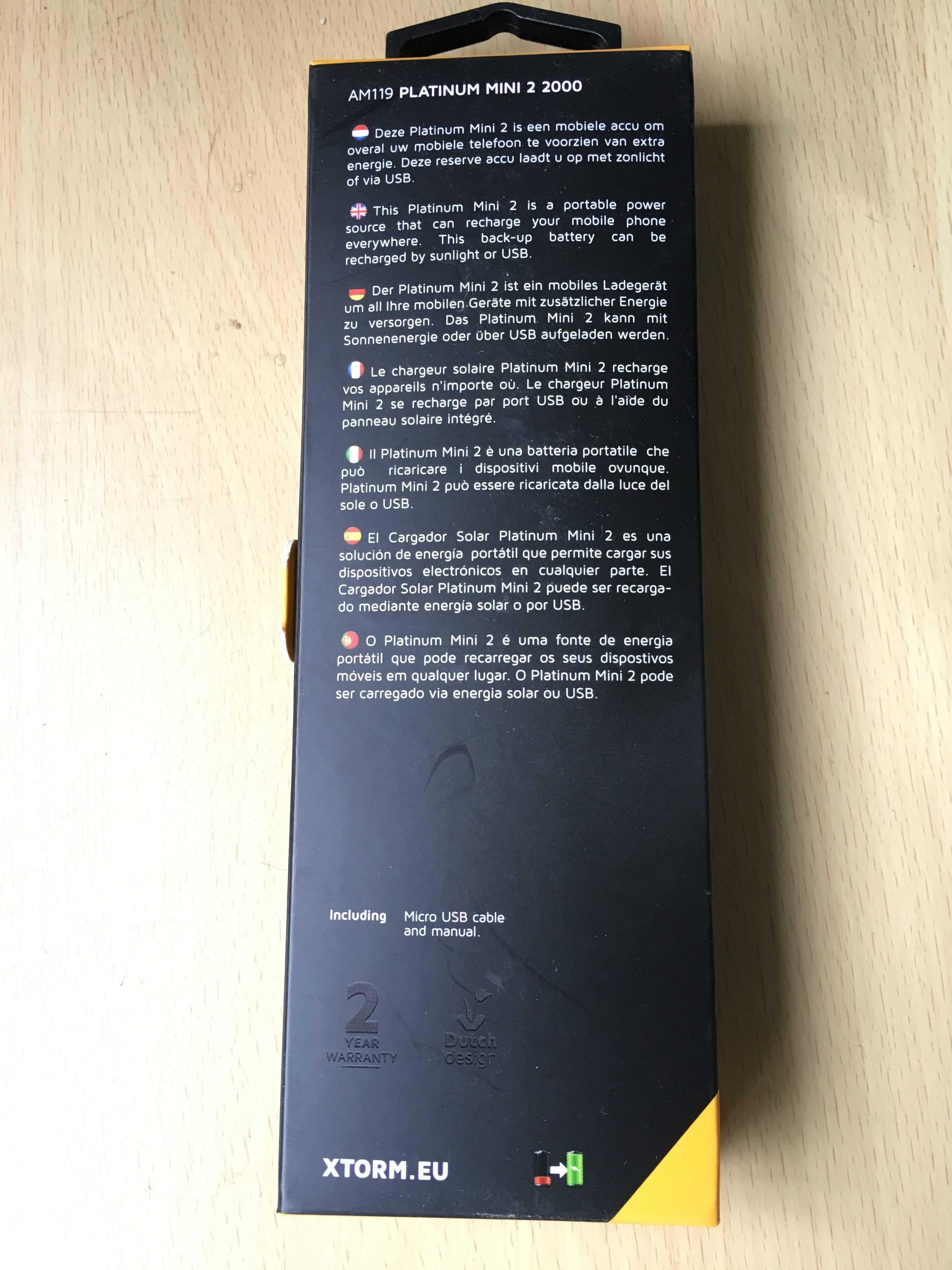 carregador solar (Solar power bank) Xtorm Platinum Mini 2000mAh