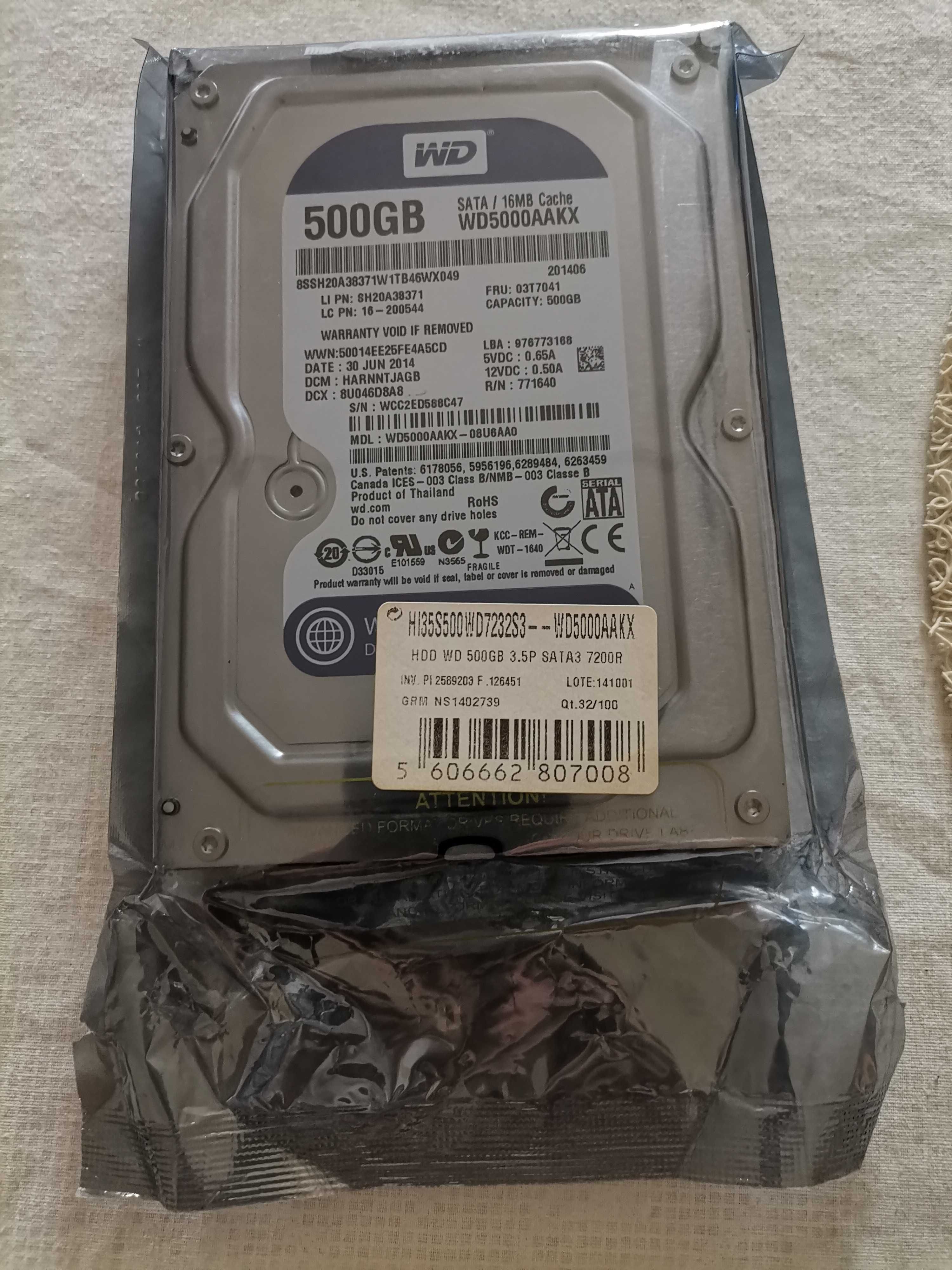 Disco Sata HDD 3,5" - 500 GB - Serie Blue da Western Digital (Novo)