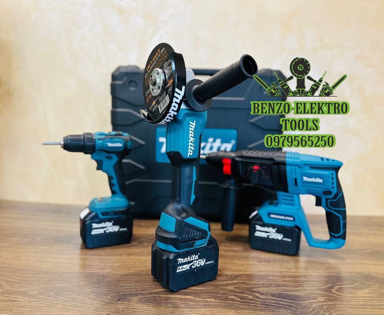 Makita 3/1 Болгарка DGA 504 + Шуруповерт DDF 484 + Перфератор DHR 202