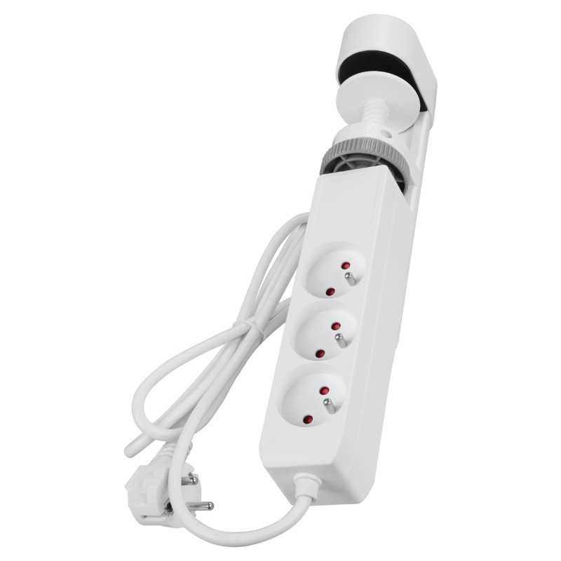 Listwa podblatowa, 3 gniazda, 3 x USB, 1,5 m, czarna lub biała
