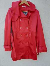 Czerwony płaszcz szlafrokowy trencz  Orsay