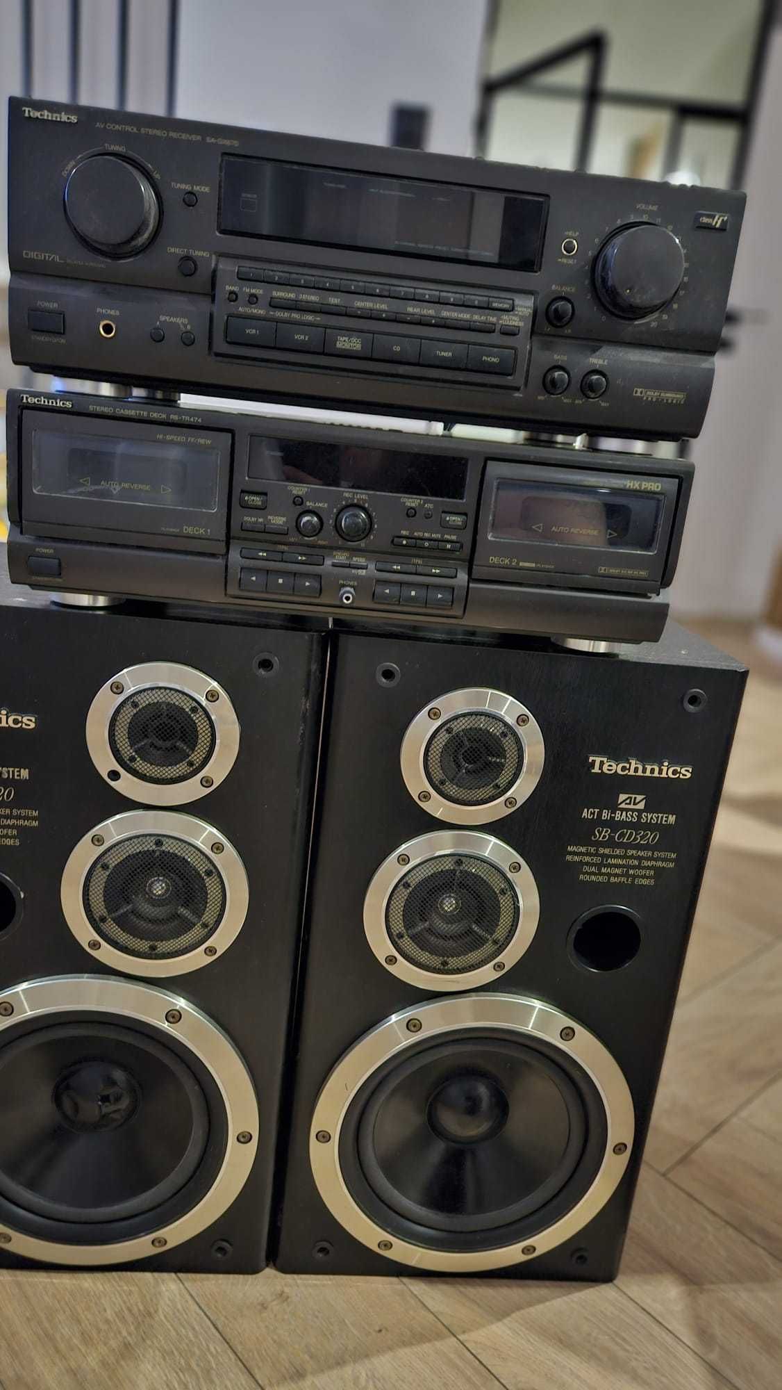 Wierza kolumny głośnik Technics SB-CD 320 plus magnetofon i amplituner