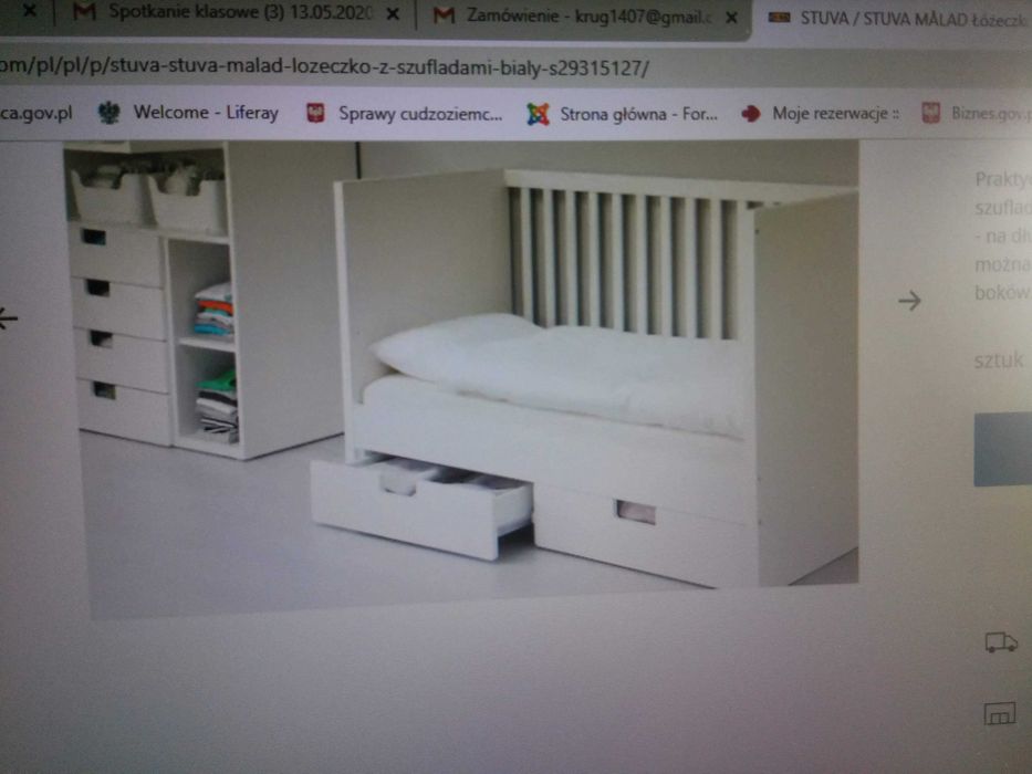 Łóżeczko dziecięce drewniane IKEA z materacem