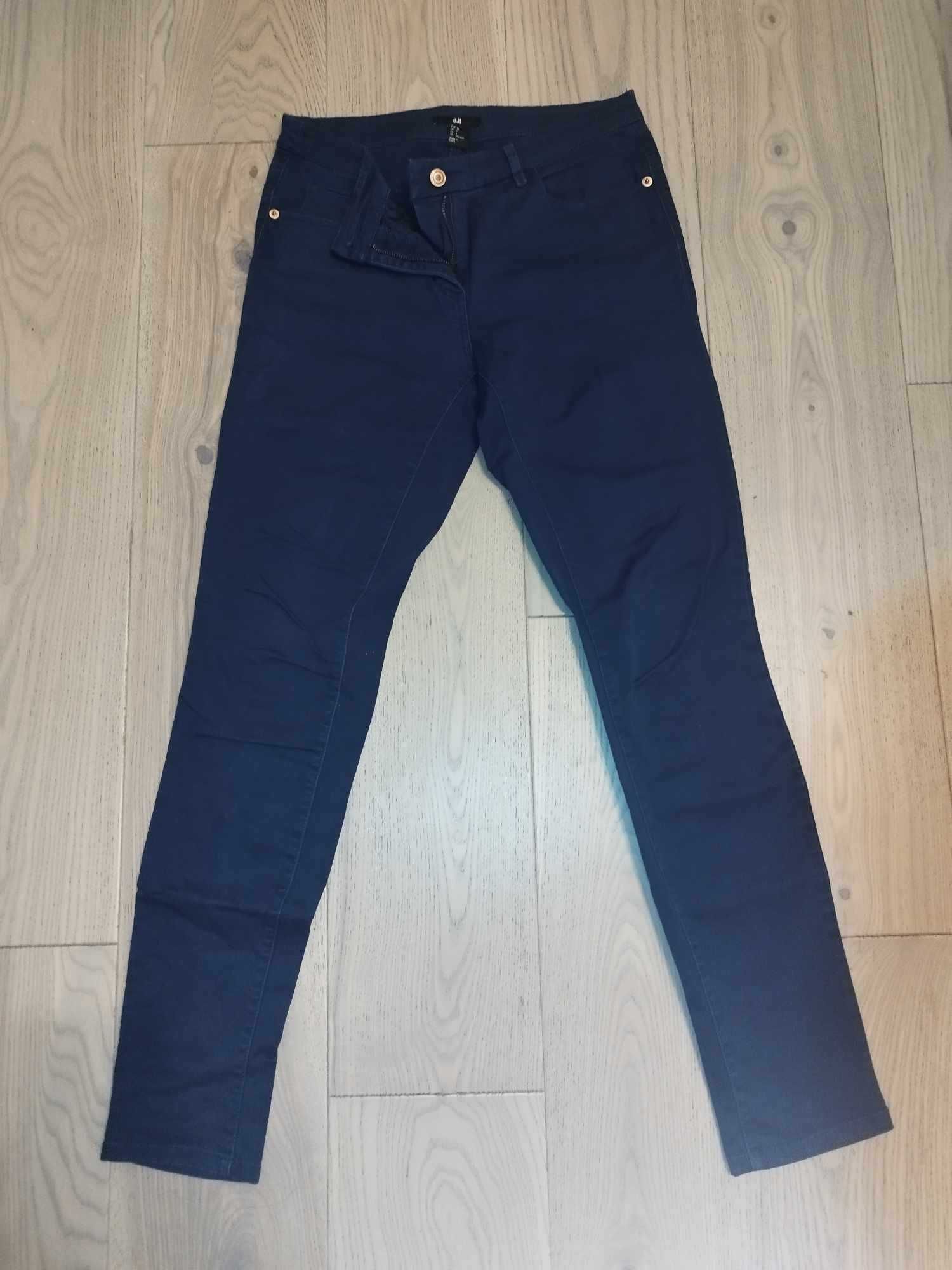 H&M granatowe rurki spodnie a`la jeansy 34 na 165 cm