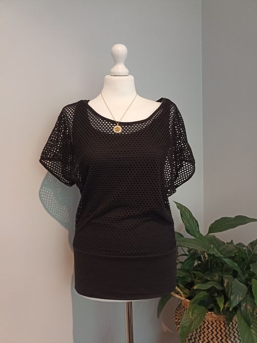 T-shirt/top/bluzka czarna siatka roz.S/M
