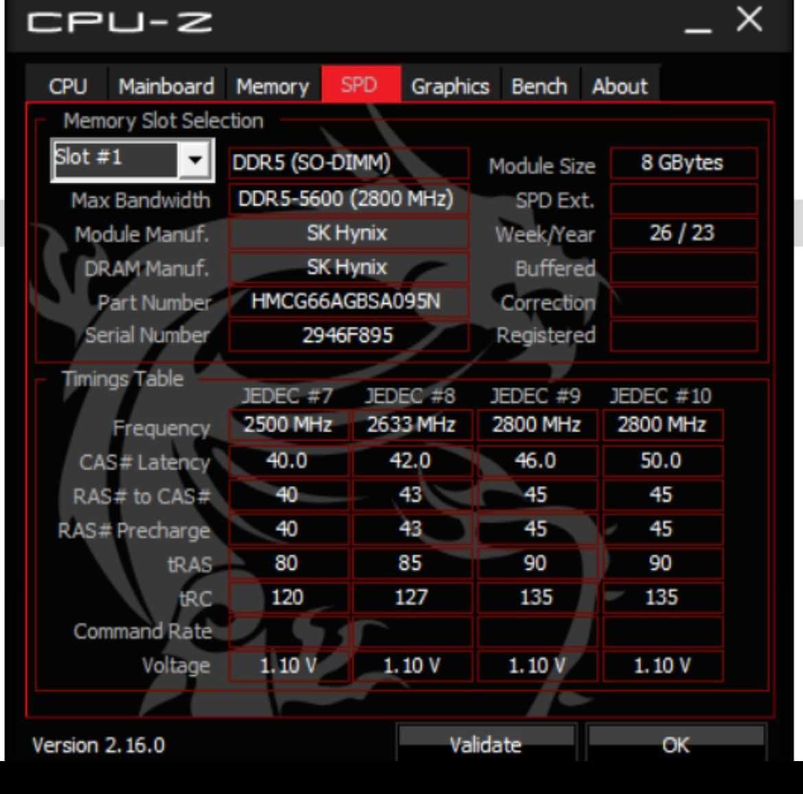 Pamięć RAM 2×8GB DDR5 4800MHz SODIMM SK Hynix | Laptop MSI