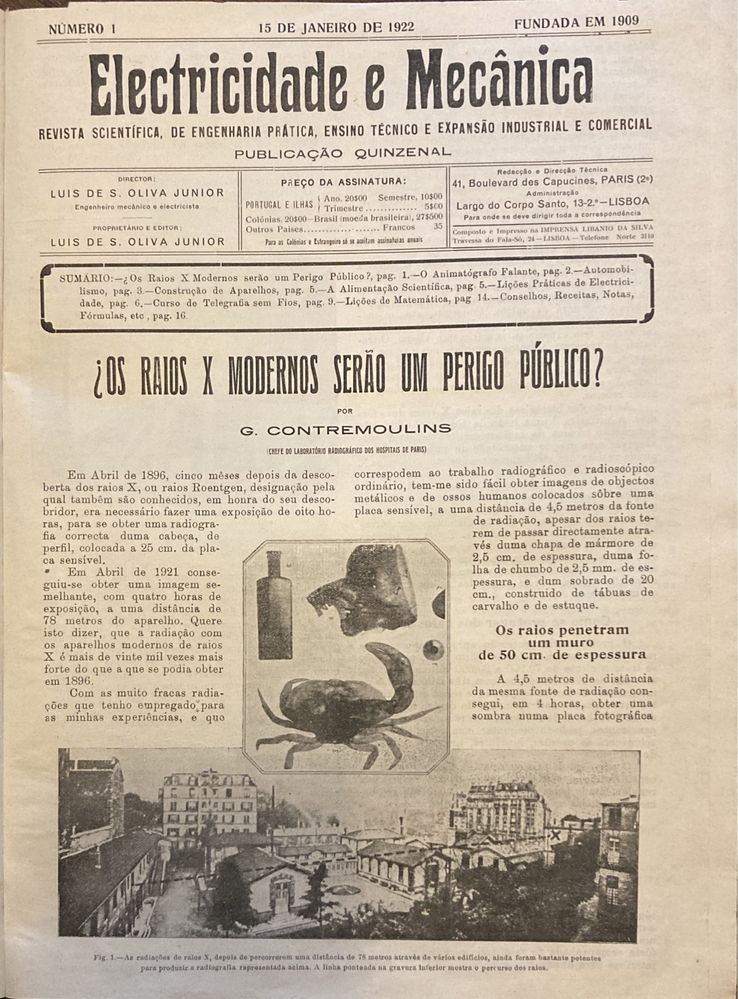 Revista antiga Electricidade e Mecânica 1922