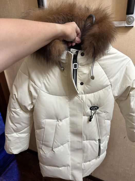 Куртка, пальто, зимове для дівчинки Feiying J-05 134 см Молочний