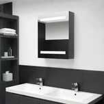 Vidaxl Szafka Łazienkowa Z Lustrem I Led, Lśniąca Szarość, 50X14X60 Cm