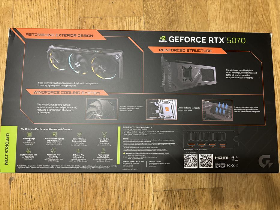 Gigabyte GeForce RTX 5070 Gaming 2625 MHz 12GB GDDR7 2625 MHz