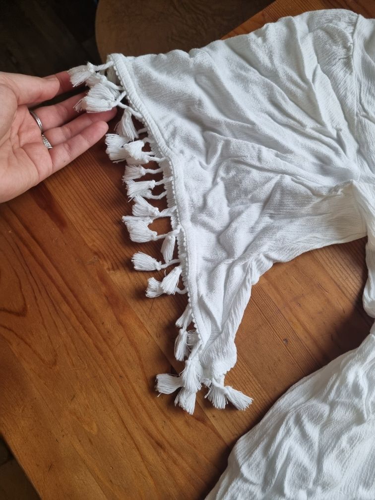 Kombinezon boho frędzle biały/ecru  M/L