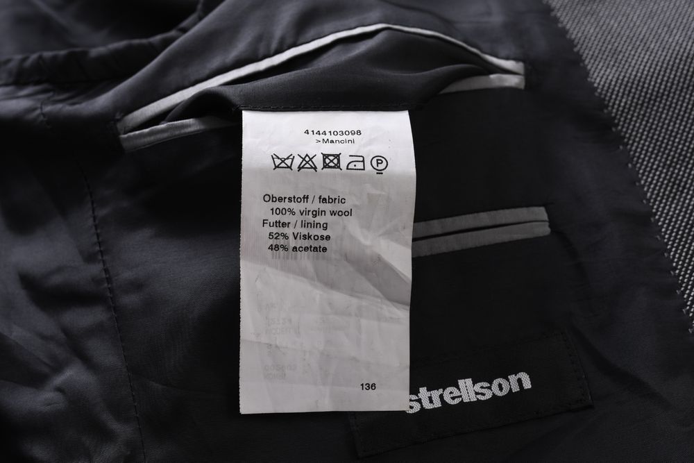 STRELLSON czarno-biała marynarka męska melanż 100% wełna dziewicza 48