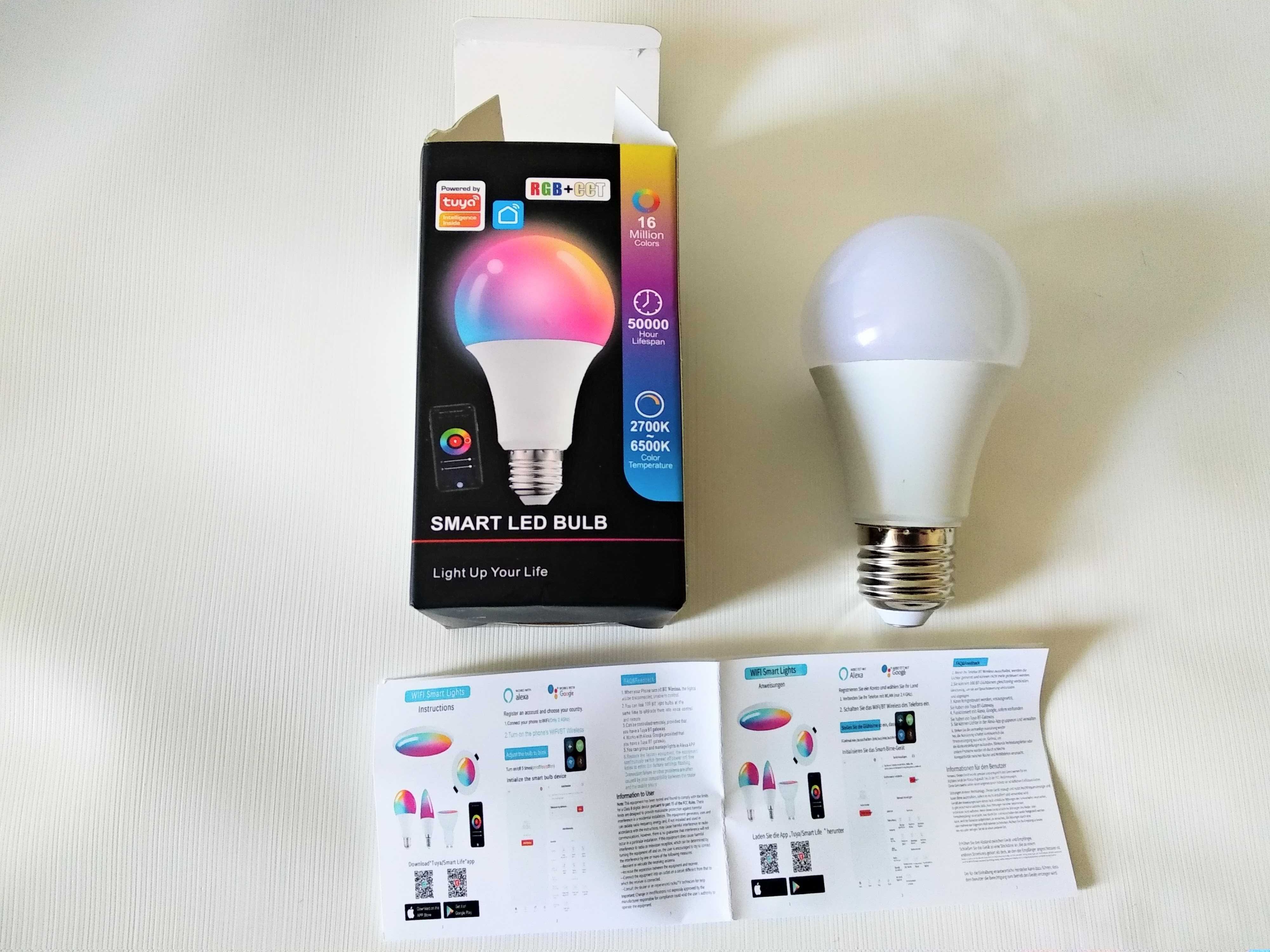 Светодиодная лампочка Tuya WIFI Smart LED Light Bulb E27 15W 220V