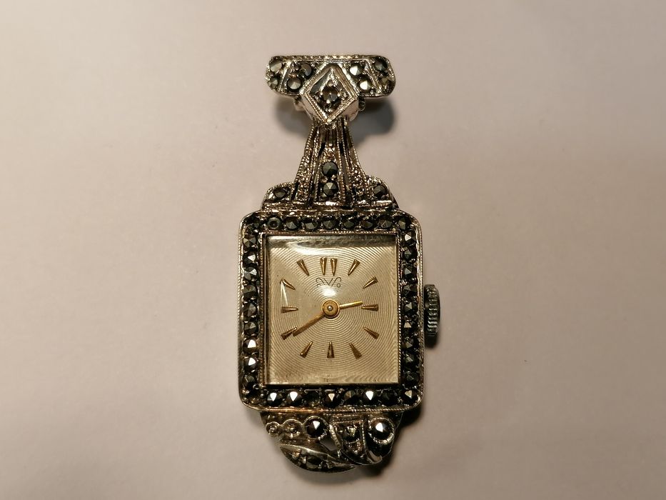 Zegarek swiss srebro 925, przewieszka lub broszka