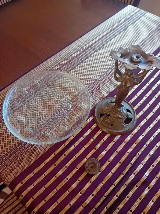 Patera kobieta mosiądz secesja znaki zodiaku PLEWKIEWICZ WARSZAWA !