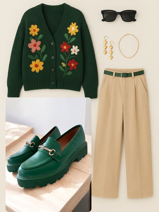 38 Sklep Nowe mokasyny damskie butelkowa zieleń YDF20A