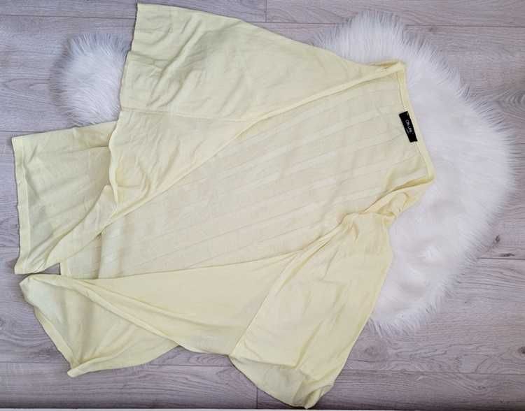 Żółty pastelowy sweter / kardigan / narzutka z szerokimi rękawami M 38