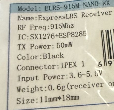 Ресівер ELRS 915 Bayck  nano rx 3 receiver 1276  50 mw приймач