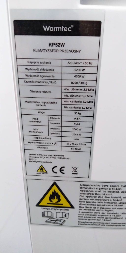 Klimatyzator przenośny Warmtec KP52W