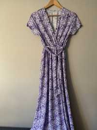 Letnia sukienka maxi fioletowa wrzosowa liliowa S M