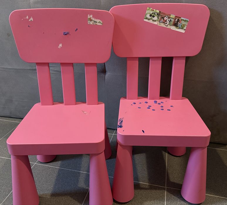 Krzesełka dziecięce Ikea plastikowe, różowe Siepraw