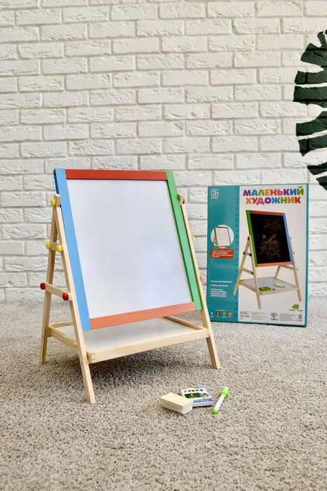 АКЦІЯ‼️Дерев’яний двосторонній мольберт MD 0897 — крейда, магніт, ціна