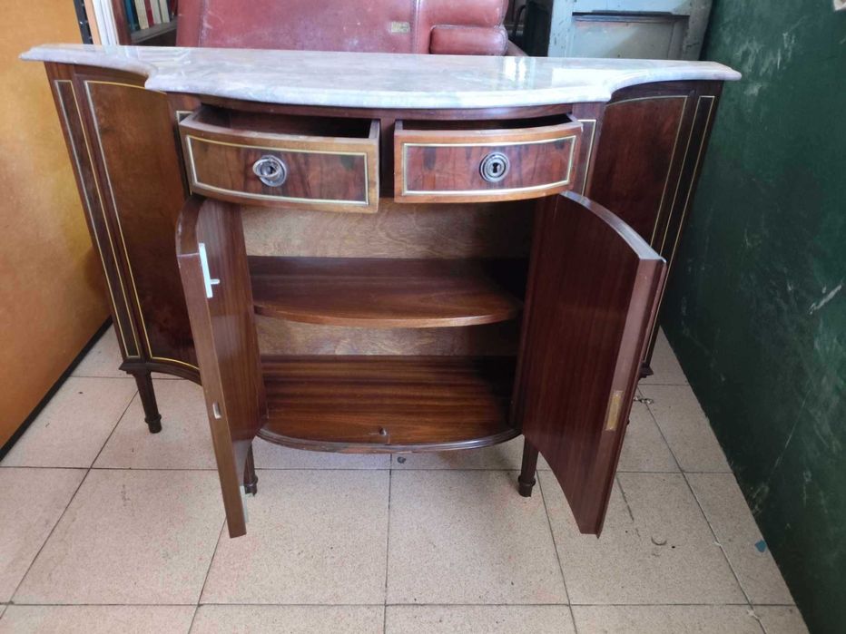 Movel consola aparador vintage tampo pedra marmore