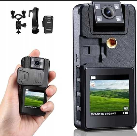 Kamera 1296P 64 GB z Noktowizorem IR Obiektywem 180° klipsy 3-sztuki