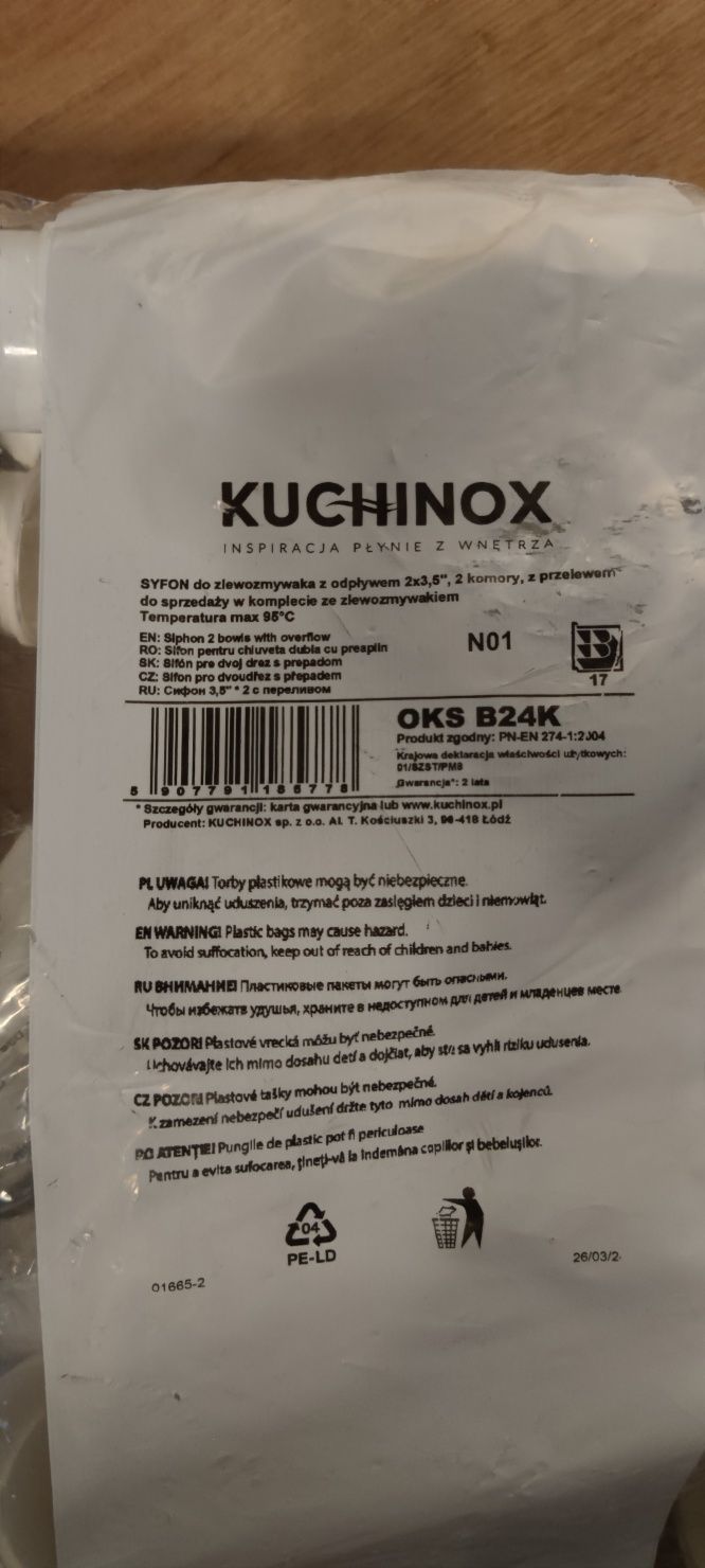 STANDARD zlewozmywak dwukomorowy + bateria i odpływ