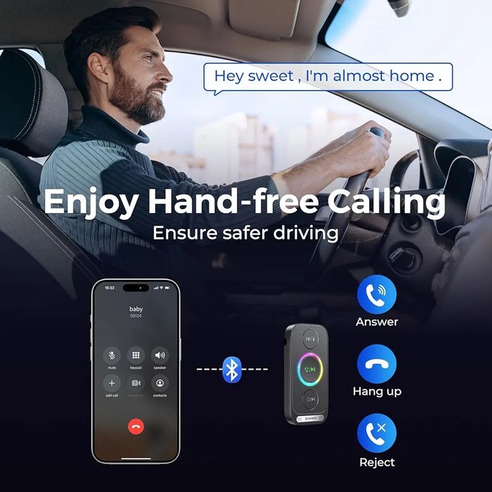 Syncwire Odbiornik Bluetooth 5.4 do samochodu, redukcja szumów