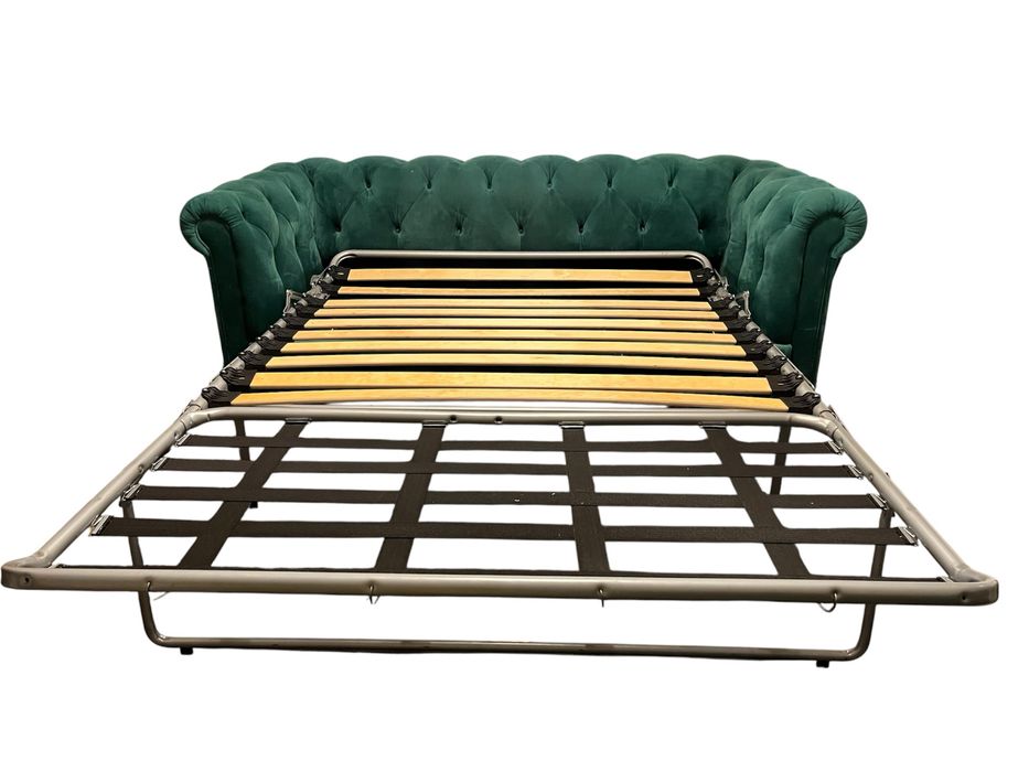 Sofa Chesterfield Rozkładana Butelkowa Zieleń