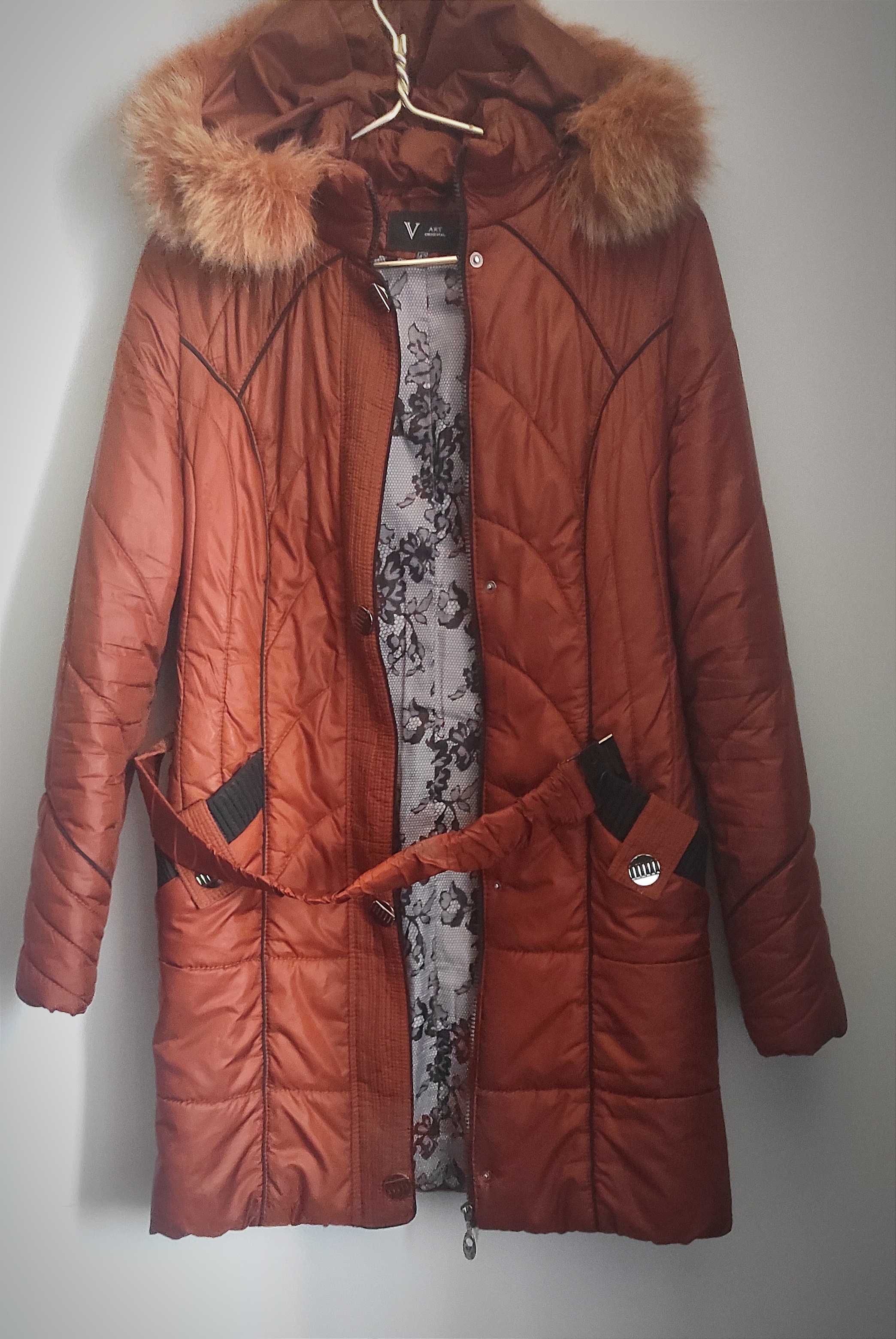 Женская зимняя куртка темно-оранжевая